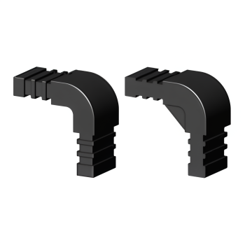 90° Winkel (2 Achsen, 2 Öffnungen) – für Rohr 20x10x1 mm - schwarz (Klemp)