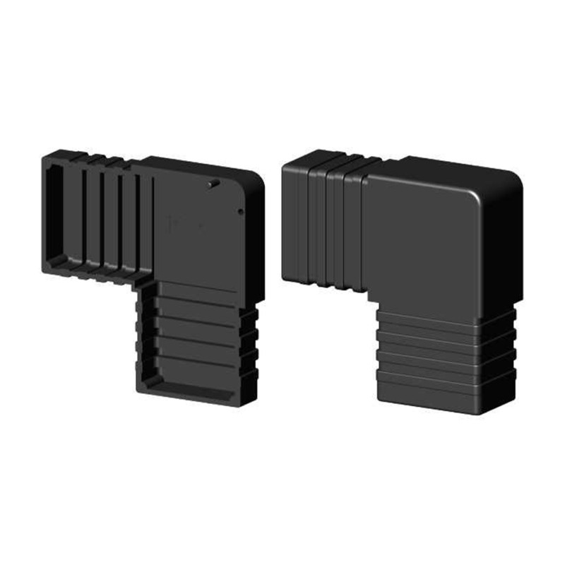 Codo 90° (2 ejes, 2 entradas) – para tubo 60x40x2 mm - negro (Klemp) - Conectores de plástico para perfiles rectangulares Codo 90° (2 ejes, 2 entradas) – para tubo 60x40x2 mm - negro (Klemp) - Conectores de plástico para perfiles rectangulares
