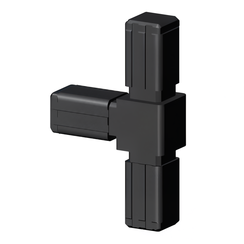 T (2 ejes, 3 entradas) – para tubo 13x13x1 mm - negro (Klemp) - Conectores de plástico para perfiles cuadrados T (2 ejes, 3 entradas) – para tubo 13x13x1 mm - negro (Klemp) - Conectores de plástico para perfiles cuadrados