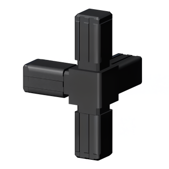 Kolano narożnikowe (3 osie, 4 gniazda) - Czarny - do rury 13x13x1 mm (Klemp)