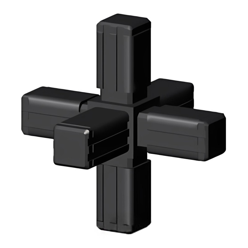 Conector cruzado (3 ejes, 6 entradas) – para tubo 13x13x1 mm - negro (Klemp) - Conectores de plástico para perfiles cuadrados Conector cruzado (3 ejes, 6 entradas) – para tubo 13x13x1 mm - negro (Klemp) - Conectores de plástico para perfiles cuadrados
