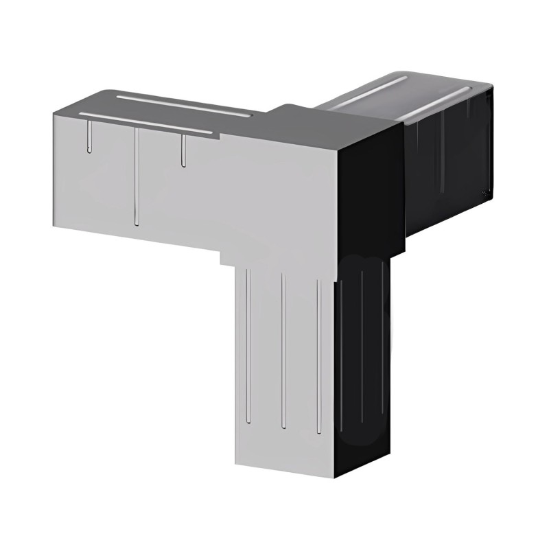 Corner T-Connector (3 axes, 3 slots) – for tube 20x20x2 mm - grey (Klemp) - Plastic connectors for square profiles Corner T-Connector (3 axes, 3 slots) – for tube 20x20x2 mm - grey (Klemp) - Plastic connectors for square profiles