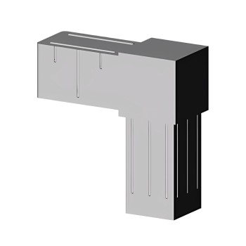 90° Elbow (2 axes, 2 slots) – for tube 30x30x2 mm - grey (Klemp)