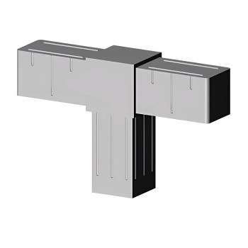 T-Verbindungsstück (2 Achsen, 3 Öffnungen) – für Rohr 40x40x2 mm - grau (Klemp)
