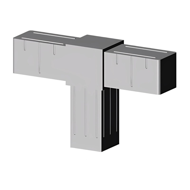 Conector en T (2 ejes, 3 entradas) – para tubo 40x40x2 mm - gris (Klemp) - Conectores de plástico para perfiles cuadrados Conector en T (2 ejes, 3 entradas) – para tubo 40x40x2 mm - gris (Klemp) - Conectores de plástico para perfiles cuadrados