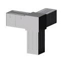 Conector en T de esquina (3 ejes, 3 entradas) – para tubo 40x40x2 mm - gris (Klemp)