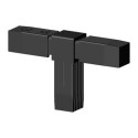 Conector en T (2 ejes, 3 entradas) – para tubo 25x25x1,5 mm - negro (Klemp)