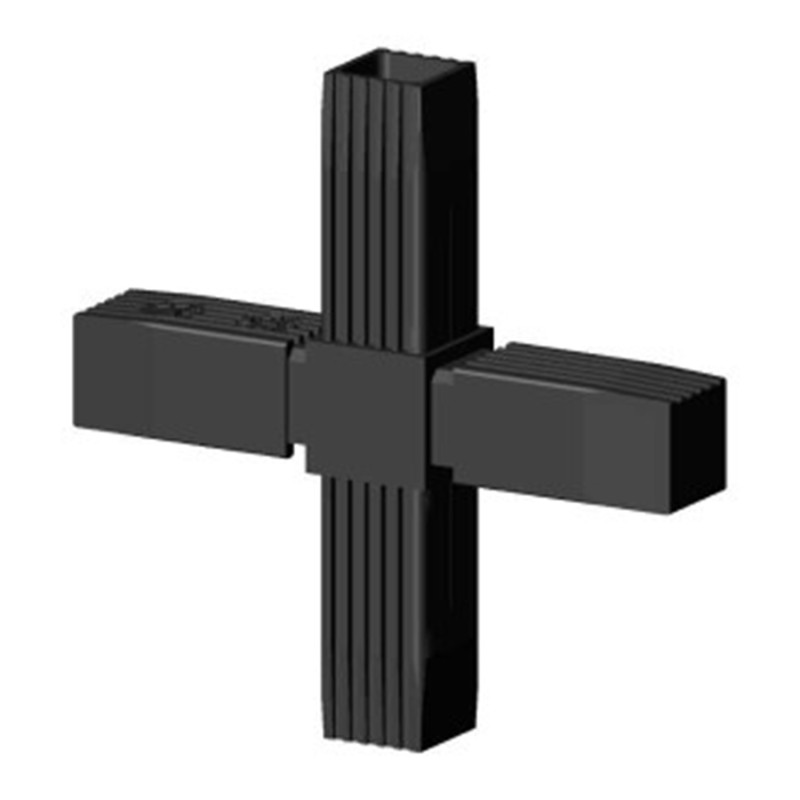 Krzyżak (2 osie, 4 gniazda) - Czarny - do rury 25x25x1,5 mm (Klemp) - Łączniki plastikowe do profili kwadratowych Krzyżak (2 osie, 4 gniazda) - Czarny - do rury 25x25x1,5 mm (Klemp) - Łączniki plastikowe do profili kwadratowych