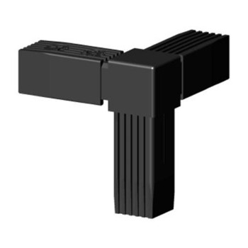 Giunto a T angolare (3 assi, 3 ingressi) – per tubo 25x25x2 mm - nero (Klemp)