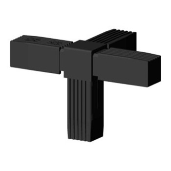 Eckwinkel (3 Achsen, 4 Öffnungen) – für Rohr 25x25x2 mm - schwarz (Klemp)