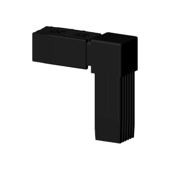Coude 90° (2 axes, 2 emplacements) – pour tube 25x25x2 mm - noir (Klemp)