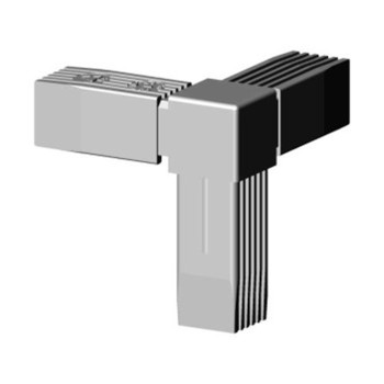 Giunto a T angolare (3 assi, 3 ingressi) – per tubo 25x25x2 mm - grigio (Klemp)