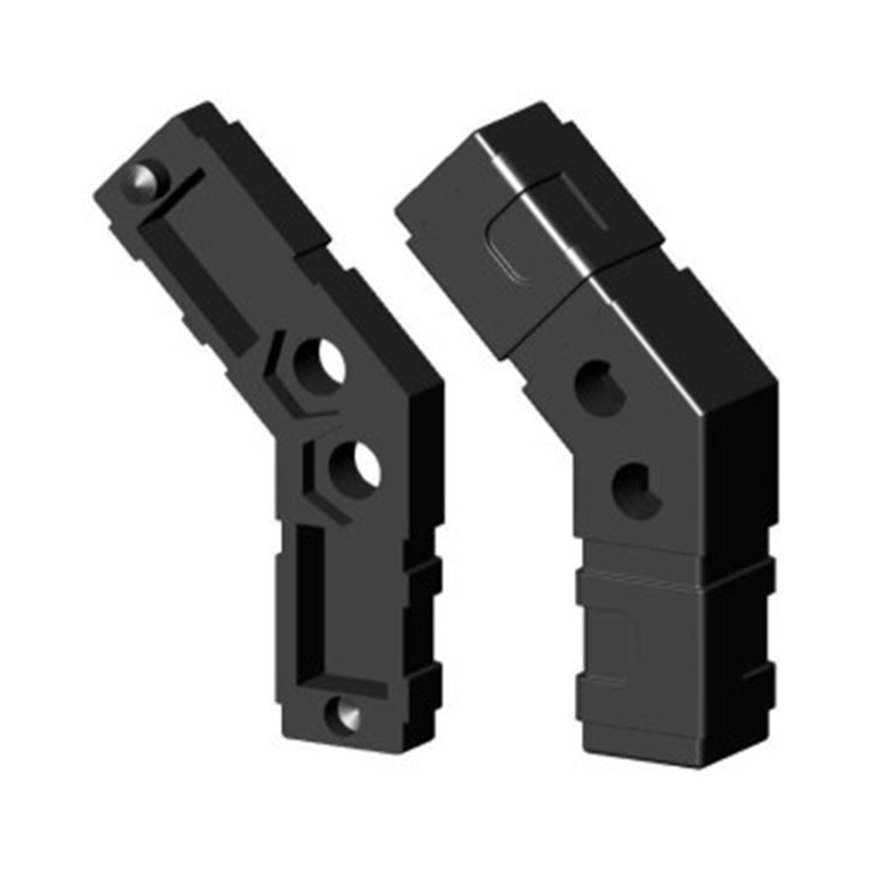 120° Angle Connector (2 axes, 2 slots) – for tube 25x25x1,5 mm - black (Klemp) - Plastic connectors for square profiles