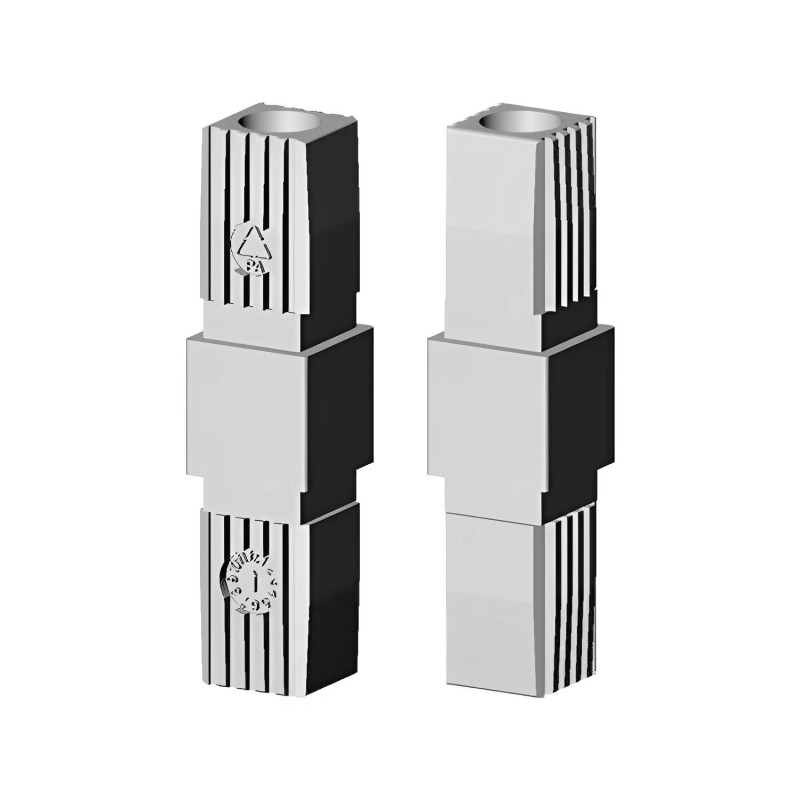 Gerader Verbinder / Verlängerung / Muffe – für Rohr 25x25x2 mm - grau (Klemp) - Kunststoffverbinder für Quadratprofile Profile