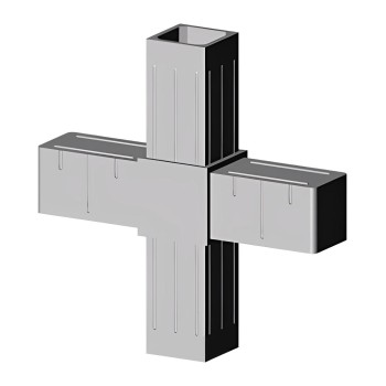 Giunto a croce (2 assi, 4 ingressi) – per tubo 25x25x2 mm - grigio (Klemp)