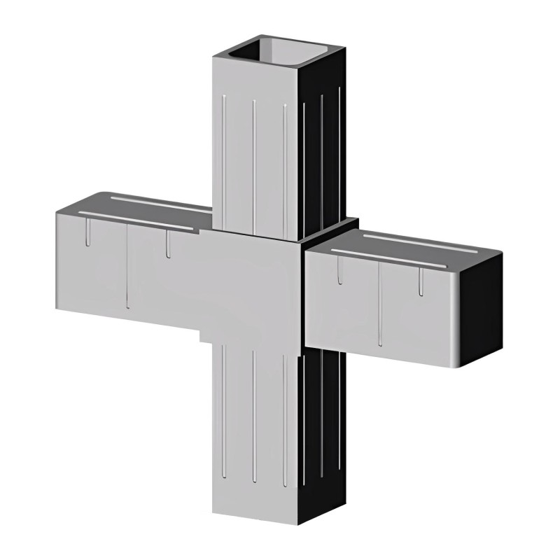 Cross Connector (2 axes, 4 slots) – for tube 25x25x2 mm - grey (Klemp) - Plastic connectors for square profiles Cross Connector (2 axes, 4 slots) – for tube 25x25x2 mm - grey (Klemp) - Plastic connectors for square profiles