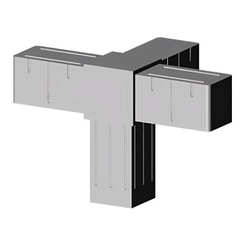 Coude d’angle (3 axes, 4 emplacements) – pour tube 25x25x2 mm - gris (Klemp)