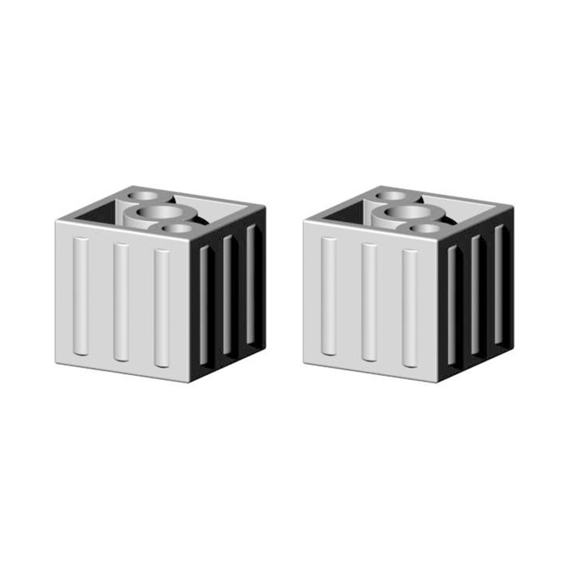 Kostka (1 osie, 1 gniazda) - Szary - do rury 25x25x2 mm (Klemp) - Łączniki plastikowe do profili kwadratowych