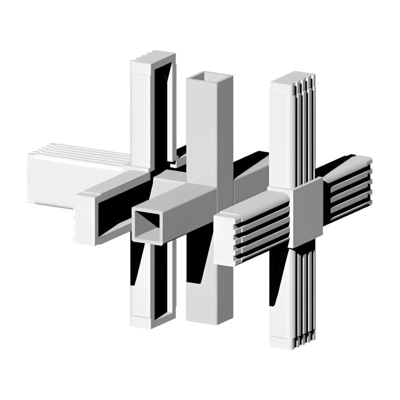 Kreuzverbinder (3 Achsen, 5 Öffnungen) – für Rohr 25x25x2 mm - grau (Klemp) - Kunststoffverbinder für Quadratprofile Profile Kreuzverbinder (3 Achsen, 5 Öffnungen) – für Rohr 25x25x2 mm - grau (Klemp) - Kunststoffverbinder für Quadratprofile Profile