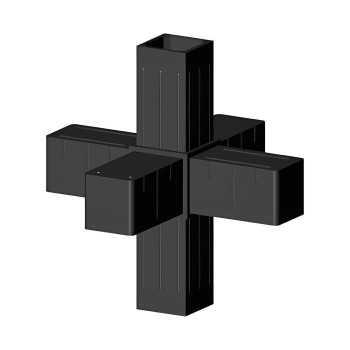 Krzyżak (3 osie, 6 gniazda) - Czarny - do rury 30x30x2 mm (Klemp)