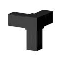 Hoekig T-stuk (3 assen, 3 ingangen) – voor buis 30x30x2 mm - zwart (Klemp)