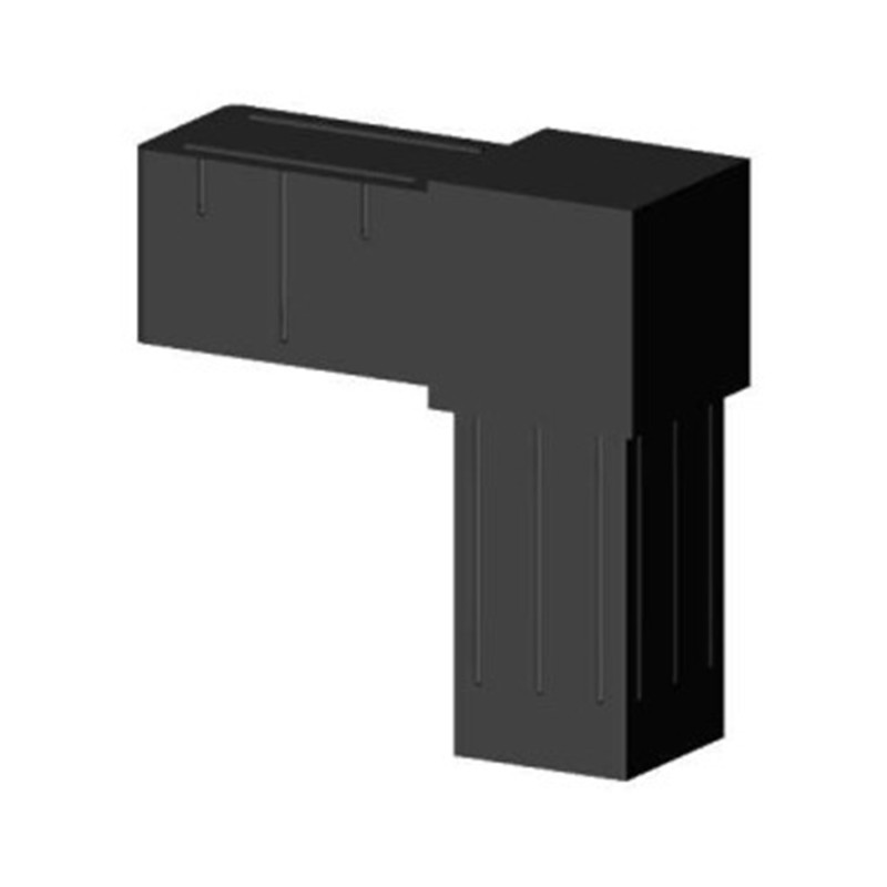 Kolano (2 osie, 2 gniazda) - Czarny - do rury 40x40x2 mm (Klemp) - Łączniki plastikowe do profili kwadratowych