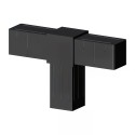 Connecteur en T (2 axes, 3 emplacements) – pour tube 40x40x2 mm - noir (Klemp)