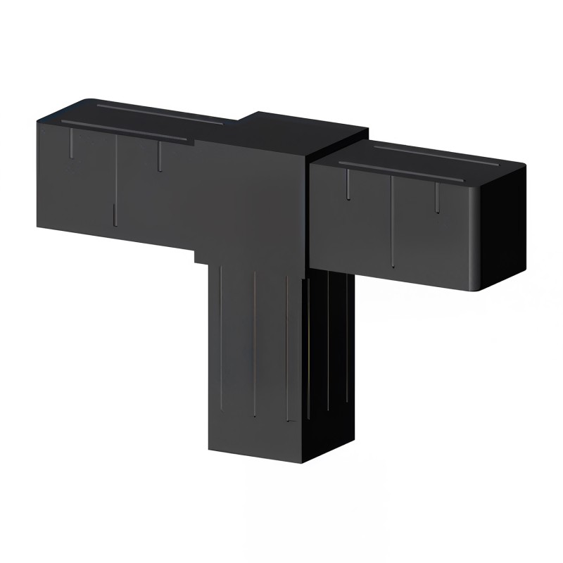 T-stuk (2 assen, 3 ingangen) – voor buis 40x40x2 mm - zwart (Klemp) - Kunststof verbindingsstukken voor vierkante profielen T-stuk (2 assen, 3 ingangen) – voor buis 40x40x2 mm - zwart (Klemp) - Kunststof verbindingsstukken voor vierkante profielen