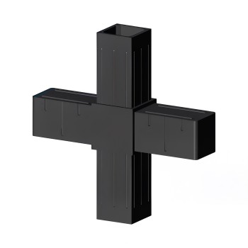 Conector cruzado (2 ejes, 4 entradas) – para tubo 40x40x2 mm - negro (Klemp)