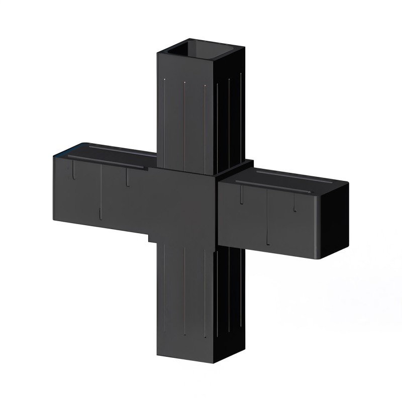 Giunto a croce (2 assi, 4 ingressi) – per tubo 40x40x2 mm - nero (Klemp) - Giunti in plastica per profili quadrati Giunto a croce (2 assi, 4 ingressi) – per tubo 40x40x2 mm - nero (Klemp) - Giunti in plastica per profili quadrati