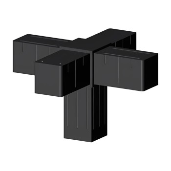 Connecteur croisé (3 axes, 5 emplacements) – pour tube 40x40x2 mm - noir (Klemp)