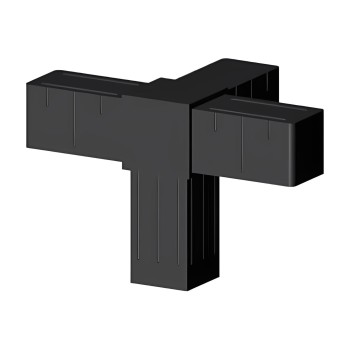 Codo de esquina (3 ejes, 4 entradas) – para tubo 40x40x2 mm - negro (Klemp)