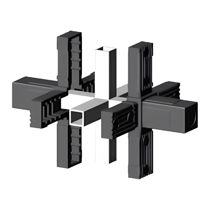 Connecteur croisé (3 axes, 6 emplacements) – pour tube 25x25x2 mm - noir (Klemp) - Connecteurs en plastique pour profils carrés Connecteur croisé (3 axes, 6 emplacements) – pour tube 25x25x2 mm - noir (Klemp) - Connecteurs en plastique pour profils carrés