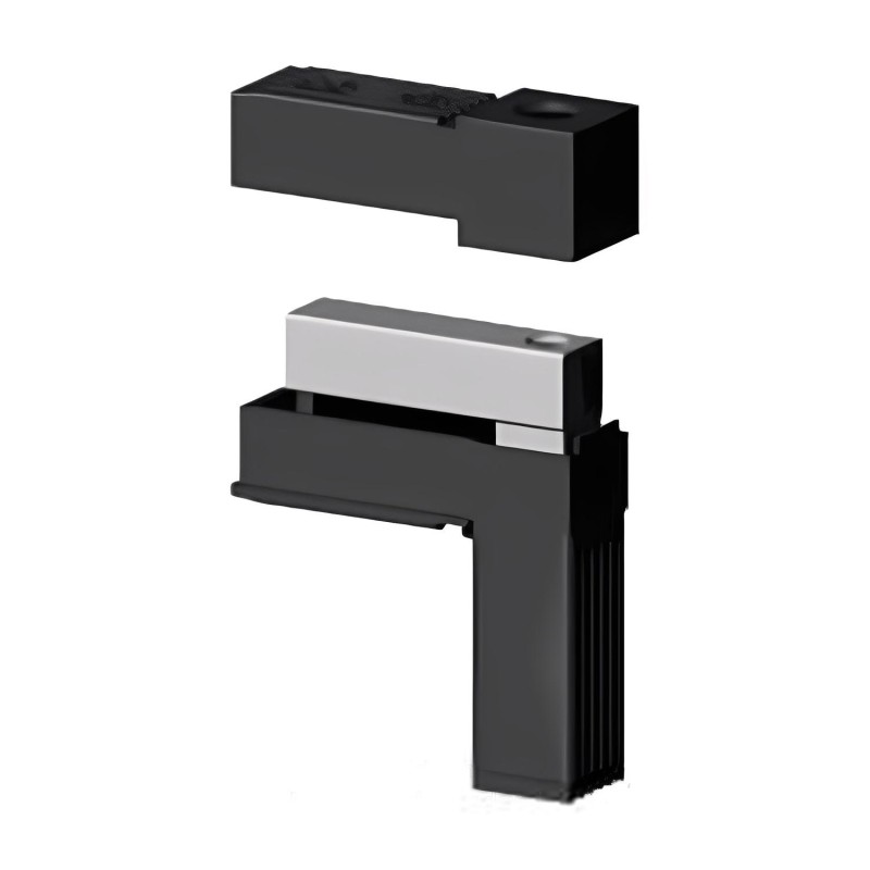 Bocht 90° (2 assen, 2 ingangen) – voor buis 30x30x2 mm - zwart (Klemp) - Kunststof verbindingsstukken voor vierkante profielen