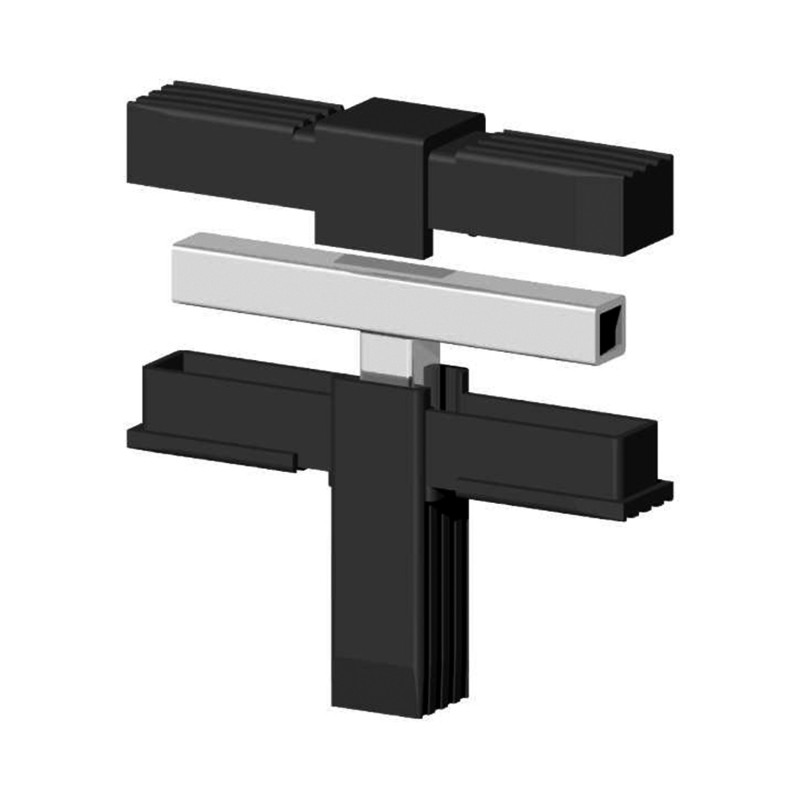T-Connector (2 axes, 3 slots) – for pipe 30x30x2 mm - black (Klemp) - Plastic connectors for square profiles T-Connector (2 axes, 3 slots) – for pipe 30x30x2 mm - black (Klemp) - Plastic connectors for square profiles
