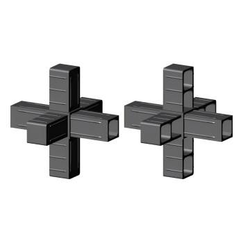 Krzyżak (3 osie, 6 gniazda) - Czarny - do rury 25x25x2 mm (Klemp)