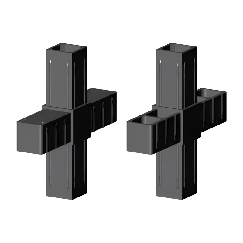 Conector cruzado (2 ejes, 4 entradas) – para tubo 25x25x2 mm - negro (Klemp) - Conectores de plástico para perfiles cuadrados Conector cruzado (2 ejes, 4 entradas) – para tubo 25x25x2 mm - negro (Klemp) - Conectores de plástico para perfiles cuadrados