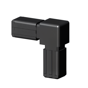 Curva 90° (2 assi, 2 ingressi) – per tubo 13x13x1 mm - nero (Klemp)
