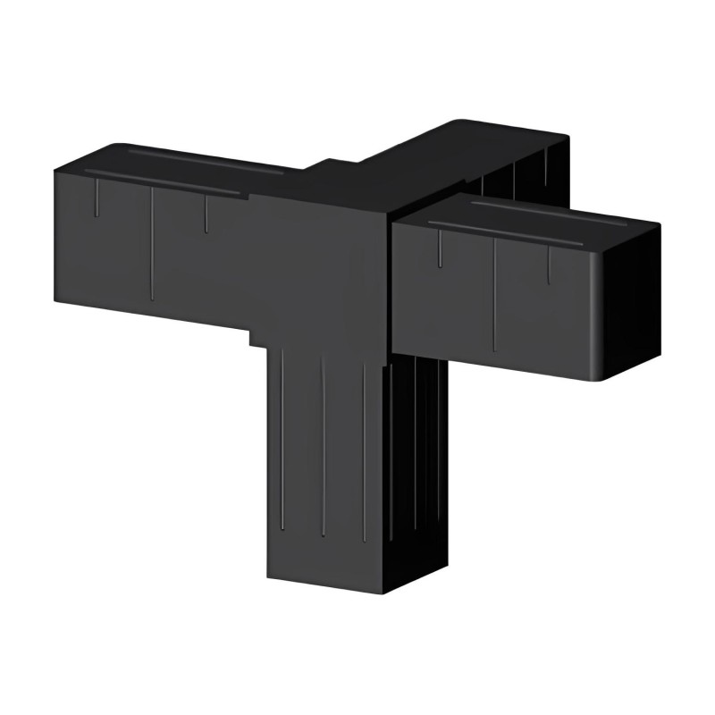 Eckwinkel (3 Achsen, 4 Öffnungen) – für Rohr 25x25x2 mm - schwarz (Klemp) - Kunststoffverbinder für Quadratprofile Profile