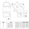 Short Tee 45° Typ 3C, 33,7 mm , Galvanized (Klemp) Short Tee 45° Typ 3C, 33,7 mm , Galvanized (Klemp)
