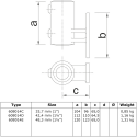 Vertical Base Railing SupportTyp 14D, 42,4 mm, Galvanized (Klemp) Vertical Base Railing SupportTyp 14D, 42,4 mm, Galvanized (Klemp)
