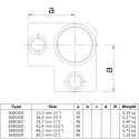 Trójnik narożnikowy Typ 20E, 48,3 mm, Ocynk (Klemp) Trójnik narożnikowy Typ 20E, 48,3 mm, Ocynk (Klemp)