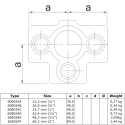 Krzyżak trójgniazdowy Typ 24F, 60,3 mm, Ocynk (Klemp) Krzyżak trójgniazdowy Typ 24F, 60,3 mm, Ocynk (Klemp)