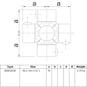 Add-on Four Socket Cross Typ 26OE, 48,3 mm, Galvanized (Klemp)