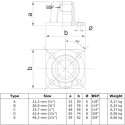 Łącznik ścienny - stopa kwadratowa Typ 11A, 21,3 mm, Czarny (Klemp)