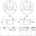 Flange, round (SET) Typ 15C, 33,7 mm , Black (Klemp)